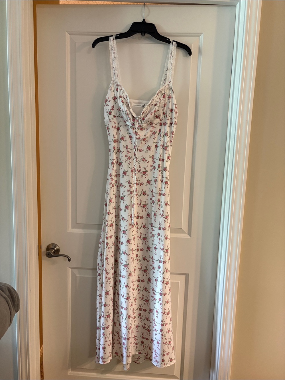 Altar'd State White Maxi Dress with Pink Floral Print